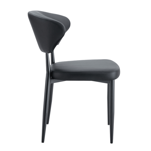 English Elm Black PU Leather Dining Chair Set of Four with Ergonomic Curved Back and Steel Legs W1151P268063