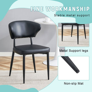 English Elm Black PU Leather Dining Chair Set of Four with Ergonomic Curved Back and Steel Legs W1151P268063