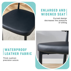English Elm Black PU Leather Dining Chair Set of Four with Ergonomic Curved Back and Steel Legs W1151P268063