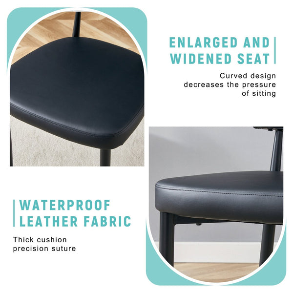 English Elm Black PU Leather Dining Chair Set of Four with Ergonomic Curved Back and Steel Legs W1151P268063