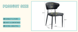 English Elm Black PU Leather Dining Chair Set of Four with Ergonomic Curved Back and Steel Legs W1151P268063