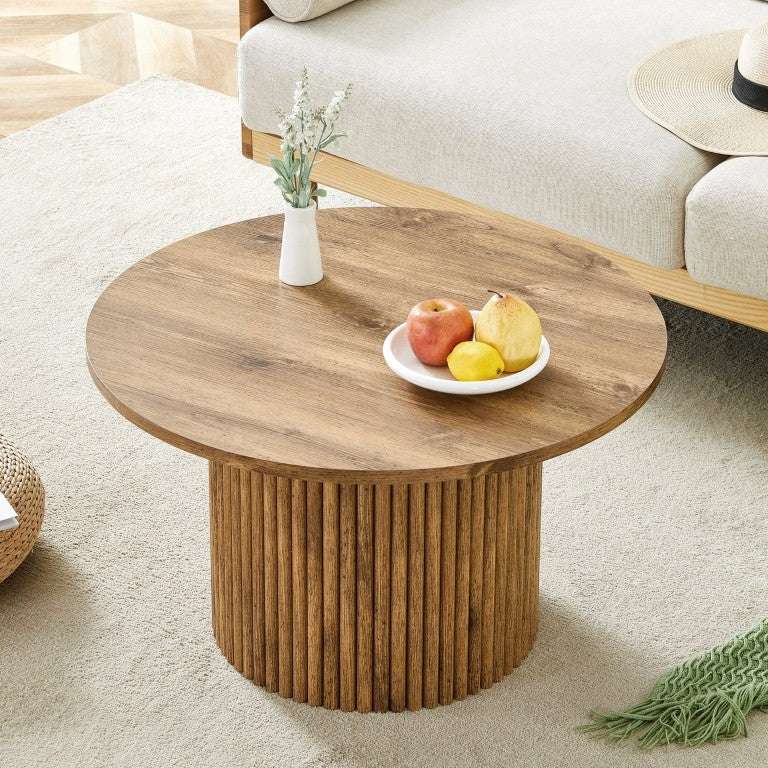 English Elm A Round MDF Coffee Table with Hidden Storage and Roman Column Base for Living Rooms W1151P268654
