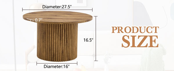 English Elm A Round MDF Coffee Table with Hidden Storage and Roman Column Base for Living Rooms W1151P268654
