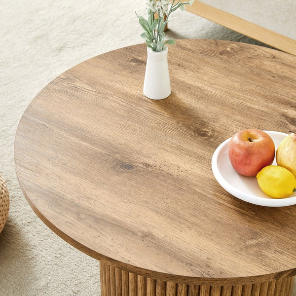 English Elm A Round MDF Coffee Table with Hidden Storage and Roman Column Base for Living Rooms W1151P268654