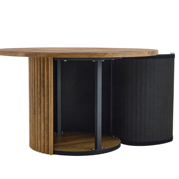 English Elm A Round MDF Coffee Table with Hidden Storage and Roman Column Base for Living Rooms W1151P268654