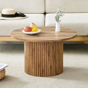 English Elm A Round MDF Coffee Table with Hidden Storage and Roman Column Base for Living Rooms W1151P268654