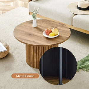 English Elm A Round MDF Coffee Table with Hidden Storage and Roman Column Base for Living Rooms W1151P268654