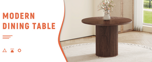 English Elm A Round Walnut Tone Dining Table with Fan Inlay Design and Sculptural Pedestal Base W1151P270613