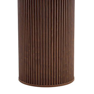 English Elm A Round Walnut Tone Dining Table with Fan Inlay Design and Sculptural Pedestal Base W1151P270613