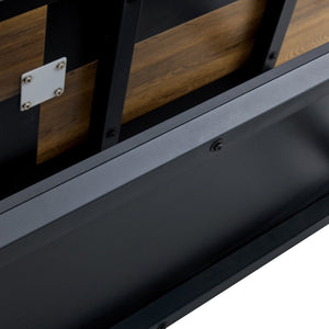 English Elm Multifunctional Wood Grain and Black MDF Dining Table with Lower Storage Shelf W1151P271533