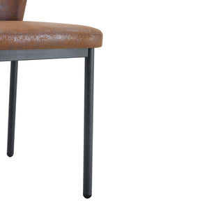 English Elm Luxury Set of 4 Dining Chairs Brown Faux Leather Vertical Stripe Black Metal Legs W1151P282697
