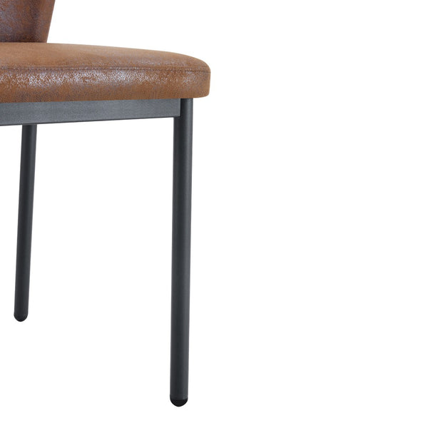English Elm Luxury Set of 4 Dining Chairs Brown Faux Leather Vertical Stripe Black Metal Legs W1151P282697