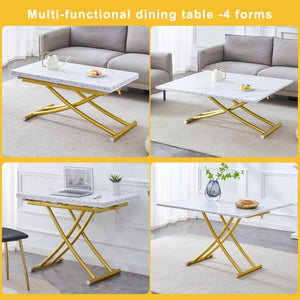 English Elm Modern Lift Top Mdf Dining Desk Coffee Table with Golden Legs for Small Spaces W1151P302124