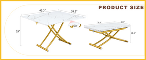 English Elm Modern Lift Top Mdf Dining Desk Coffee Table with Golden Legs for Small Spaces W1151P302124
