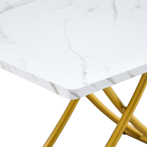English Elm Modern Lift Top Mdf Dining Desk Coffee Table with Golden Legs for Small Spaces W1151P302124