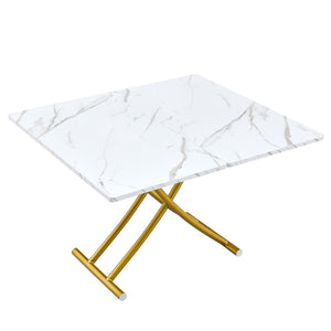 English Elm Modern Lift Top Mdf Dining Desk Coffee Table with Golden Legs for Small Spaces W1151P302124