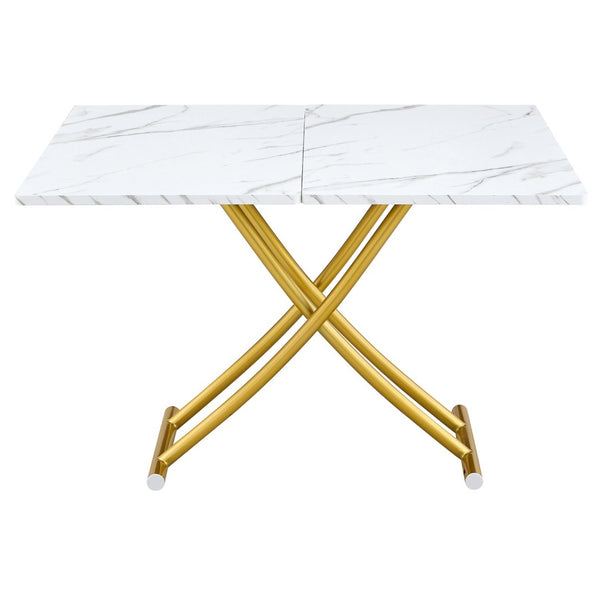 English Elm Modern Lift Top Mdf Dining Desk Coffee Table with Golden Legs for Small Spaces W1151P302124