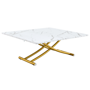 English Elm Modern Lift Top Mdf Dining Desk Coffee Table with Golden Legs for Small Spaces W1151P302124