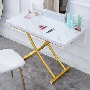 English Elm Modern Lift Top Mdf Dining Desk Coffee Table with Golden Legs for Small Spaces W1151P302124
