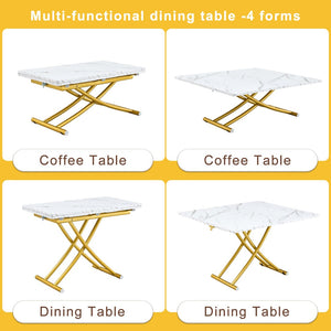 English Elm Modern Lift Top Mdf Dining Desk Coffee Table with Golden Legs for Small Spaces W1151P302124