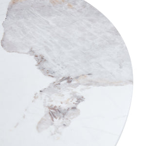 English Elm 42 Inch Round Tempered Glass Dining Table Marble Texture Top with V-shaped Mdf Base W1151P305446