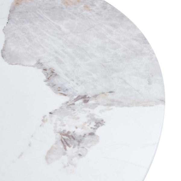 English Elm 42 Inch Round Tempered Glass Dining Table Marble Texture Top with V-shaped Mdf Base W1151P305446