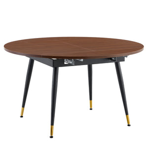 English Elm With a Retractable Leaf Extension This Modern Dining Table Seats More When Needed Walnut+black W1151P354673