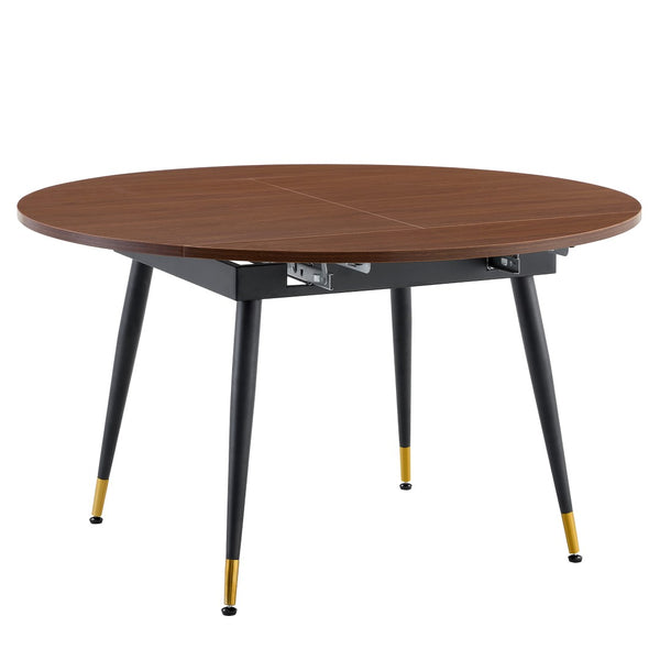English Elm With a Retractable Leaf Extension This Modern Dining Table Seats More When Needed Walnut+black W1151P354673