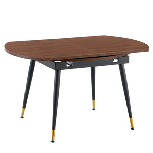 English Elm With a Retractable Leaf Extension This Modern Dining Table Seats More When Needed Walnut+black W1151P354673