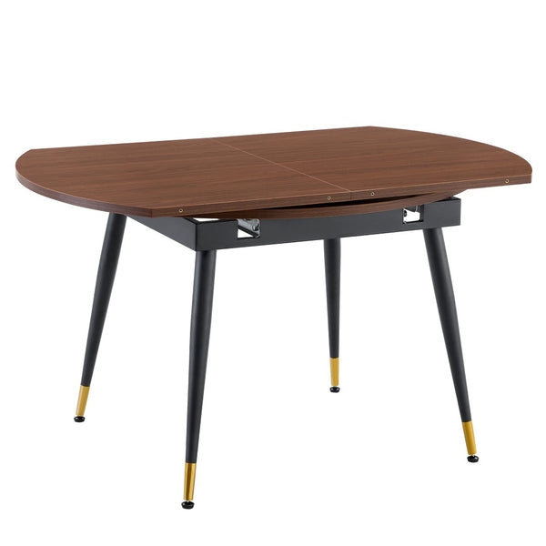 English Elm With a Retractable Leaf Extension This Modern Dining Table Seats More When Needed Walnut+black W1151P354673