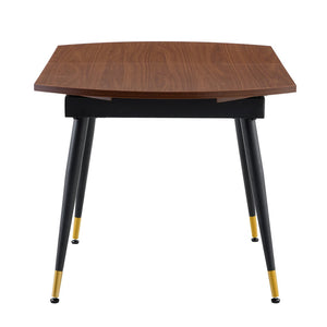 English Elm With a Retractable Leaf Extension This Modern Dining Table Seats More When Needed Walnut+black W1151P354673