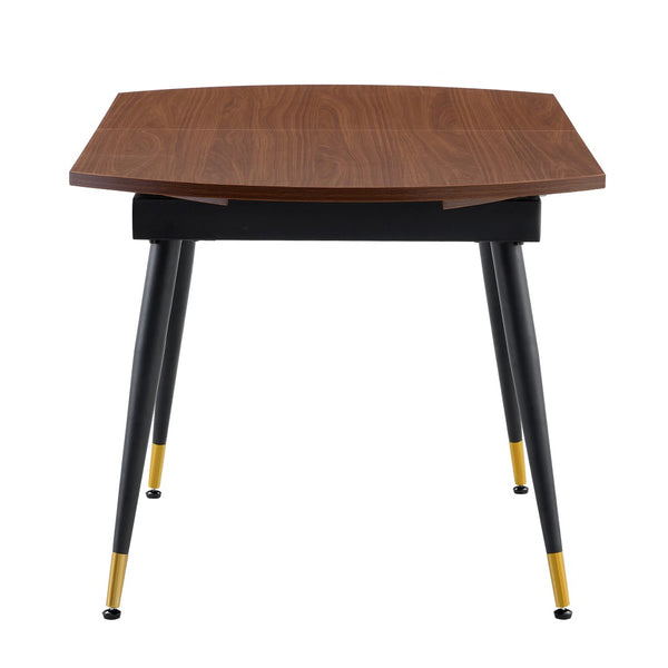 English Elm With a Retractable Leaf Extension This Modern Dining Table Seats More When Needed Walnut+black W1151P354673