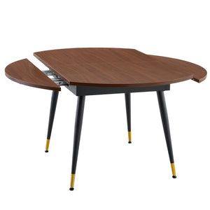 English Elm With a Retractable Leaf Extension This Modern Dining Table Seats More When Needed Walnut+black W1151P354673