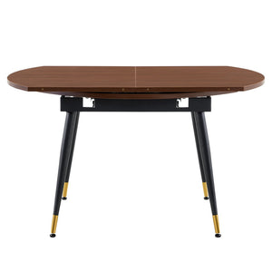 English Elm With a Retractable Leaf Extension This Modern Dining Table Seats More When Needed Walnut+black W1151P354673