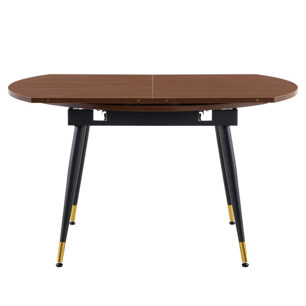 English Elm With a Retractable Leaf Extension This Modern Dining Table Seats More When Needed Walnut+black W1151P354673