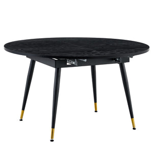 English Elm With a Retractable Leaf Extension This Modern Dining Table Seats More When Needed Black W1151P354674