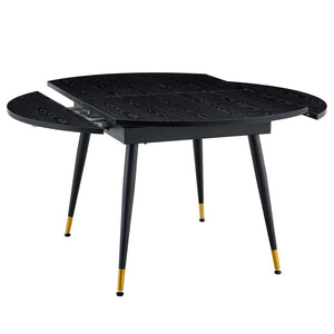 English Elm With a Retractable Leaf Extension This Modern Dining Table Seats More When Needed Black W1151P354674