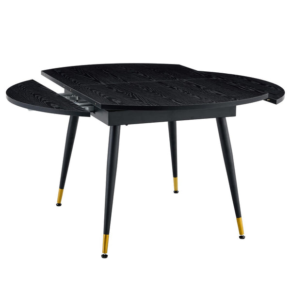English Elm With a Retractable Leaf Extension This Modern Dining Table Seats More When Needed Black W1151P354674