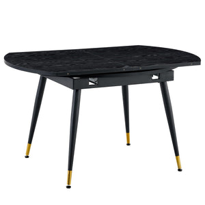 English Elm With a Retractable Leaf Extension This Modern Dining Table Seats More When Needed Black W1151P354674