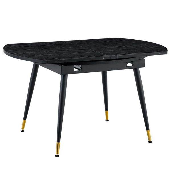 English Elm With a Retractable Leaf Extension This Modern Dining Table Seats More When Needed Black W1151P354674