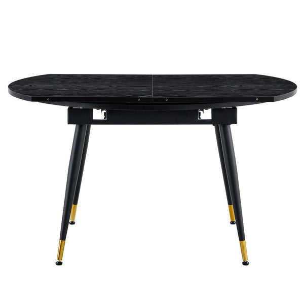 English Elm With a Retractable Leaf Extension This Modern Dining Table Seats More When Needed Black W1151P354674