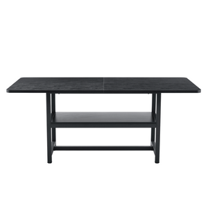 English Elm A 71 Inch Black Spliced MDF Dining Table with Lower Storage Shelf for Modern Spaces W1151P364853