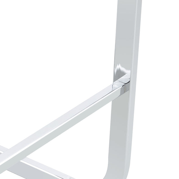 English Elm Modern Pu Leather Barstools Set of 6 with Chrome C-tube Legs for Kitchen or Home Bar White+Silver W1151P376523