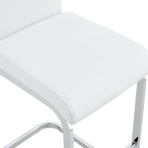 English Elm Modern Pu Leather Barstools Set of 6 with Chrome C-tube Legs for Kitchen or Home Bar White+Silver W1151P376523