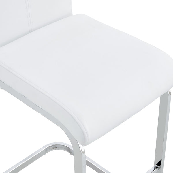 English Elm Modern Pu Leather Barstools Set of 6 with Chrome C-tube Legs for Kitchen or Home Bar White+Silver W1151P376523