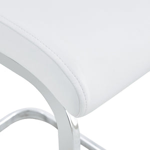 English Elm Modern Pu Leather Barstools Set of 6 with Chrome C-tube Legs for Kitchen or Home Bar White+Silver W1151P376523
