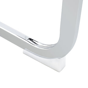English Elm Modern Pu Leather Barstools Set of 6 with Chrome C-tube Legs for Kitchen or Home Bar White+Silver W1151P376523