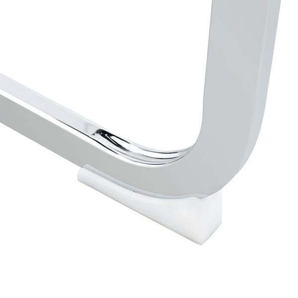 English Elm Modern Pu Leather Barstools Set of 6 with Chrome C-tube Legs for Kitchen or Home Bar White+Silver W1151P376523