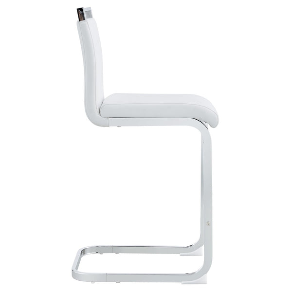 English Elm Modern Pu Leather Barstools Set of 6 with Chrome C-tube Legs for Kitchen or Home Bar White+Silver W1151P376523
