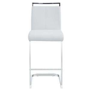 English Elm Modern Pu Leather Barstools Set of 6 with Chrome C-tube Legs for Kitchen or Home Bar White+Silver W1151P376523